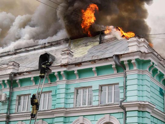 حريق مستشفى روسي 
